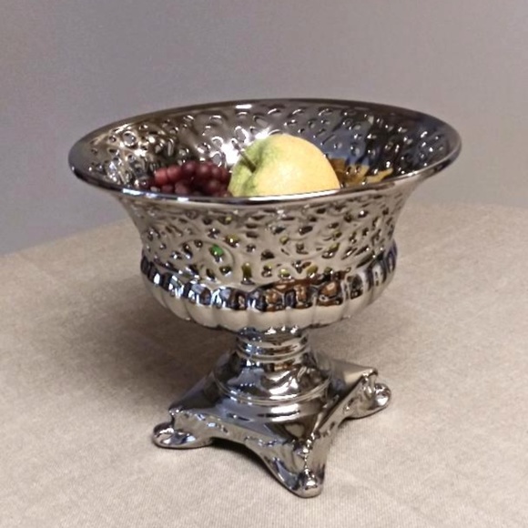 Accents Silver Ceramic Bowl Poshmark